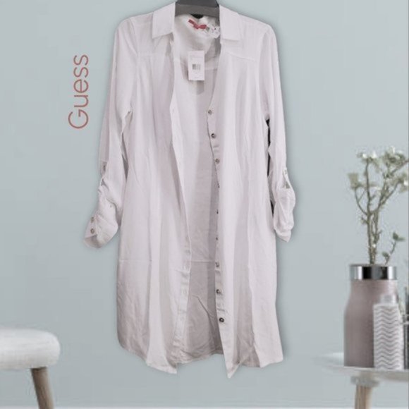 NWT Guess Los Angeles "Challis Dress Robe" Shirt Dress - Picture 6 of 15